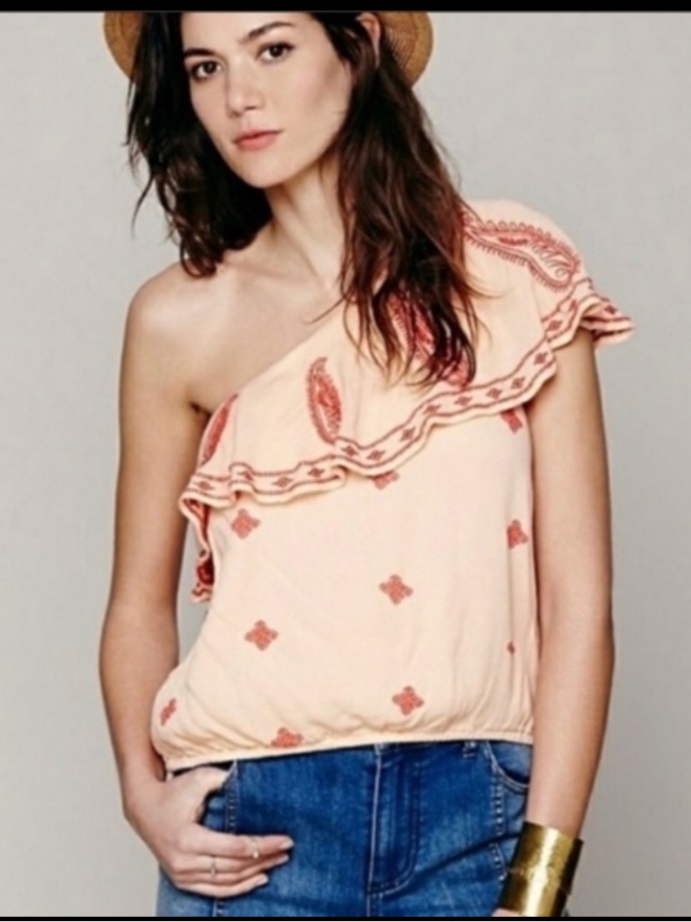 Free People Easy On The Eyes Top One Shoulder Paisley